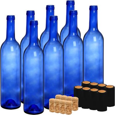 quality 750ml Glass Bottles for Vodka Champagne Juice Beverages Decorations Cobalt Blue Round factory
